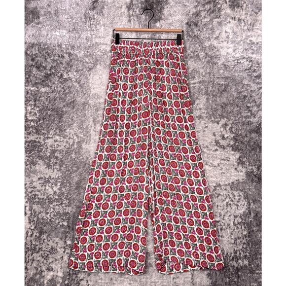 New Boden Pants US 6 Womens Crinkle Wide Leg Trouser Floral Motif - Picture 1 of 7